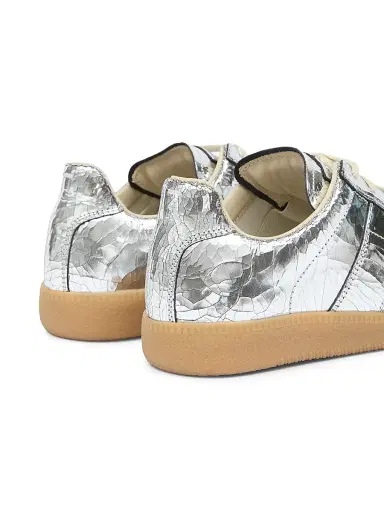 Maison Margiela Men's Replica Metallic Cracked Leather Low-Top Sneakers - Silver - Size 13 | Thumbnail 5