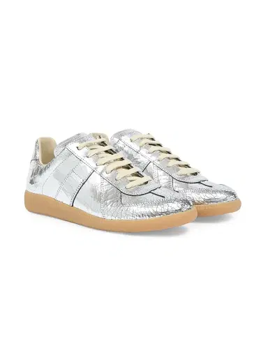 Maison Margiela Women's XO Replica Leather Low-Top Sneakers - Silver - Size 11 | Thumbnail 2