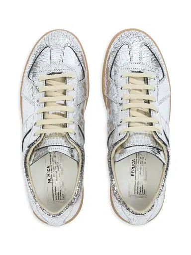 Maison Margiela Women's XO Replica Leather Low-Top Sneakers - Silver - Size 11 | Thumbnail 4