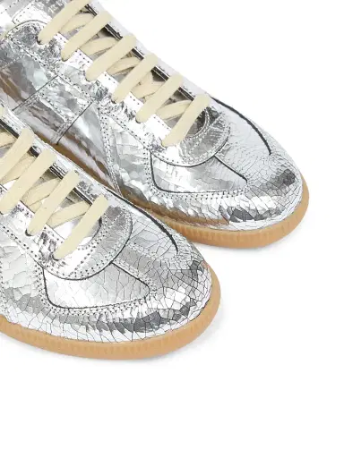 Maison Margiela Women's XO Replica Leather Low-Top Sneakers - Silver - Size 11 | Thumbnail 5
