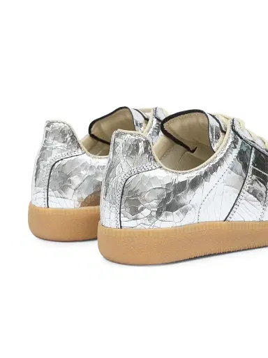 Maison Margiela Women's XO Replica Leather Low-Top Sneakers - Silver - Size 11 | Thumbnail 6