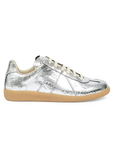 Maison Margiela Women's XO Replica Leather Low-Top Sneakers - Silver - Size 11 | Thumbnail 1
