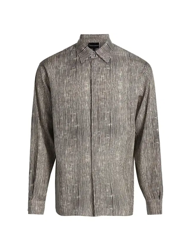 Emporio Armani Men's Irregular Stripe Sport Shirt - Fancy Irregular Line