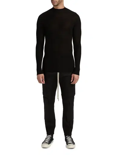 Rick Owens Men's Rib-Knit Wool Sweater - Black - Size XXL | Thumbnail 2 Rick Owens Men's Rib-Knit Wool Sweater - Black - Size XXL | Thumbnail 2