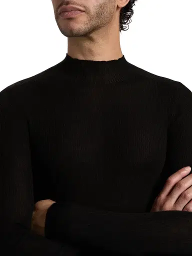 Rick Owens Men's Rib-Knit Wool Sweater - Black - Size XXL | Thumbnail 6 Rick Owens Men's Rib-Knit Wool Sweater - Black - Size XXL | Thumbnail 6