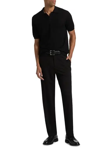 Emporio Armani Men's Textured Jacquard Johnny Collar Polo Shirt - Black Beauty | Thumbnail 2 Emporio Armani Men's Textured Jacquard Johnny Collar Polo Shirt - Black Beauty | Thumbnail 2