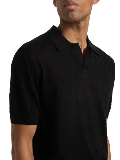 Emporio Armani Men's Textured Jacquard Johnny Collar Polo Shirt - Black Beauty | Thumbnail 6 Emporio Armani Men's Textured Jacquard Johnny Collar Polo Shirt - Black Beauty | Thumbnail 6