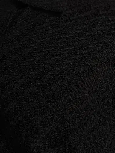 Emporio Armani Men's Textured Jacquard Johnny Collar Polo Shirt - Black Beauty | Thumbnail 7 Emporio Armani Men's Textured Jacquard Johnny Collar Polo Shirt - Black Beauty | Thumbnail 7
