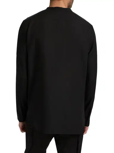 Rick Owens Men's Larry Fogpocket Surplice V-Neck Wool Shirt - Black - Size 44 | Thumbnail 5 Rick Owens Men's Larry Fogpocket Surplice V-Neck Wool Shirt - Black - Size 44 | Thumbnail 5