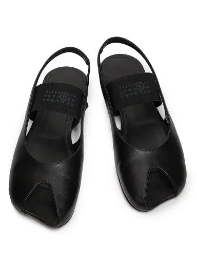 MM6 MAISON MARGIELA Women's Logo Peep-Toe Slingback Ballet Flats | Thumbnail 4 MM6 MAISON MARGIELA Women's Logo Peep-Toe Slingback Ballet Flats | Thumbnail 4