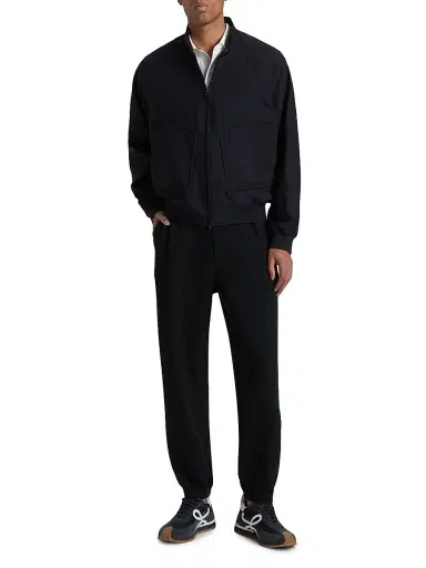 Emporio Armani Men's Oversized Pocket Wool Bomber Jacket - Iconic Blue Navy - Size 46 | Thumbnail 2