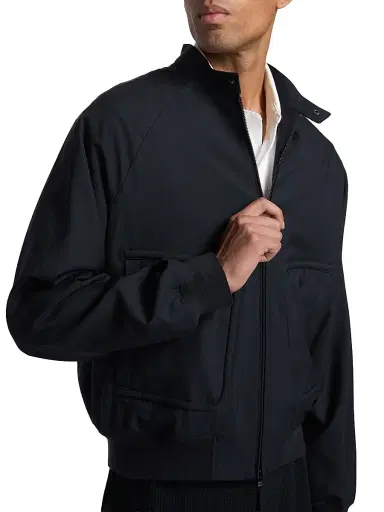 Emporio Armani Men's Oversized Pocket Wool Bomber Jacket - Iconic Blue Navy - Size 46 | Thumbnail 6