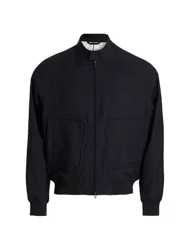 Emporio Armani Men's Oversized Pocket Wool Bomber Jacket - Iconic Blue Navy - Size 46 | Thumbnail 1