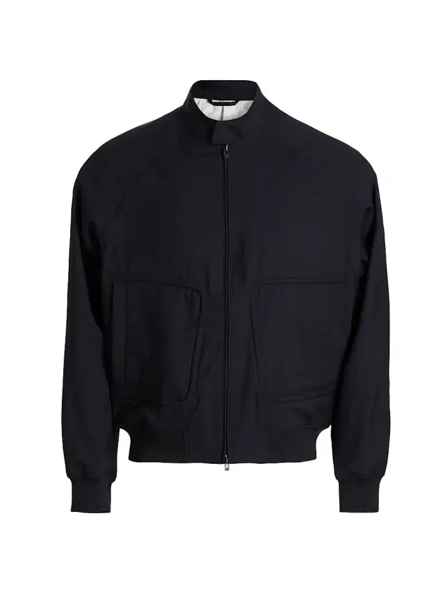 Emporio Armani Men's Oversized Pocket Wool Bomber Jacket - Iconic Blue Navy - Size 46