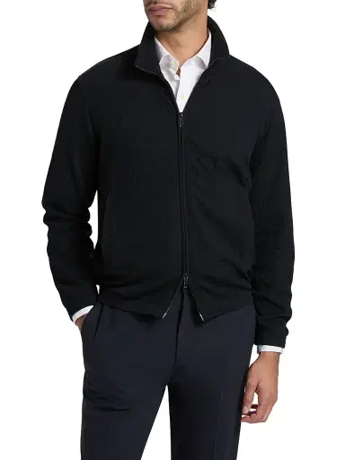 Emporio Armani Men's Textured Jersey Track Jacket | Thumbnail 3 Emporio Armani Men's Textured Jersey Track Jacket | Thumbnail 3