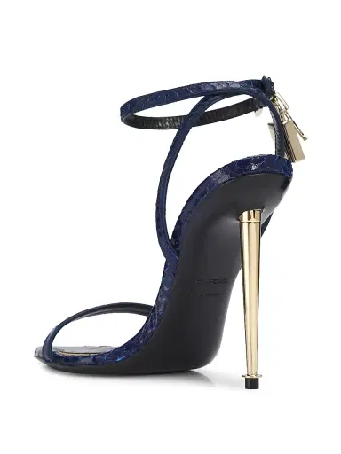 Tom Ford Women's Padlock Pointy Naked Python-Embossed Sandals - Sea Blue - Size 10.5 | Thumbnail 3
