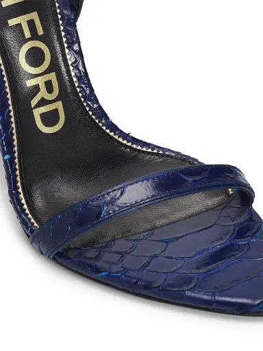 Tom Ford Women's Padlock Pointy Naked Python-Embossed Sandals - Sea Blue - Size 10.5 | Thumbnail 6