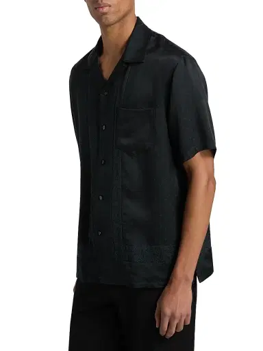 Emporio Armani Men's Paisley Satin Camp Shirt - Fancy Paisley | Thumbnail 4 Emporio Armani Men's Paisley Satin Camp Shirt - Fancy Paisley | Thumbnail 4