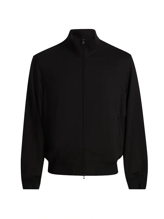 Emporio Armani Men's Horizontal Texture Full-Zip Jacket - Black Beauty