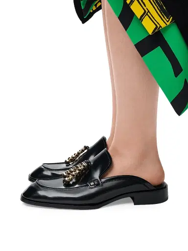 Loewe Women's Edge 20MM Leather Mules - Black - Size 11 | Thumbnail 2