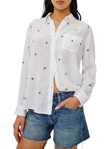 Rails Women's Charli Floral Embroidered Shirt - Bluebell Carnations | Thumbnail 3