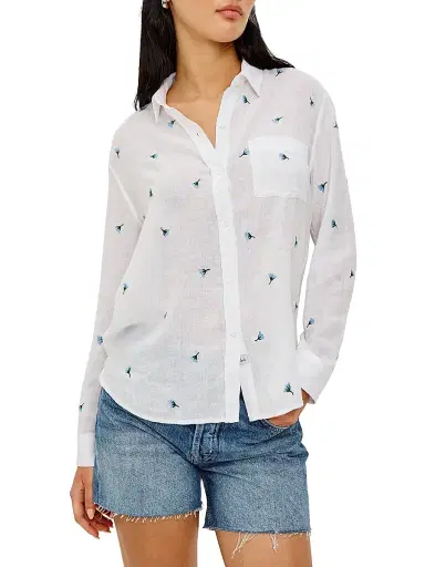 Rails Women's Charli Floral Embroidered Shirt - Bluebell Carnations | Thumbnail 5