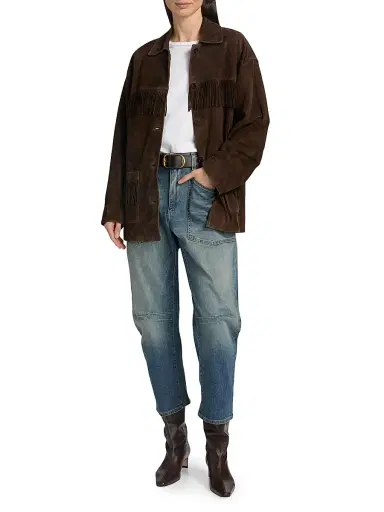 Nili Lotan Women's Foudre Fringe Suede Jacket - Dark Brown | Thumbnail 2