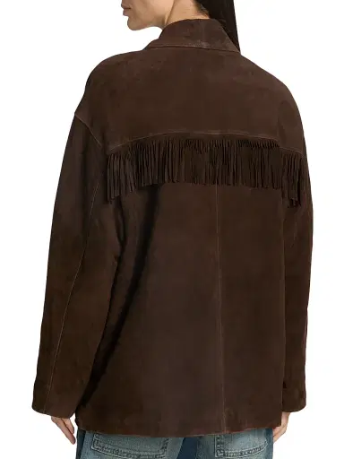 Nili Lotan Women's Foudre Fringe Suede Jacket - Dark Brown | Thumbnail 5