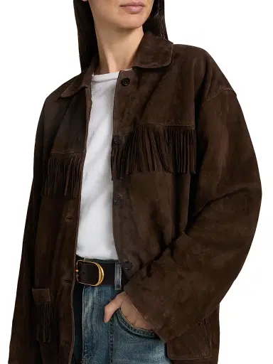 Nili Lotan Women's Foudre Fringe Suede Jacket - Dark Brown | Thumbnail 6
