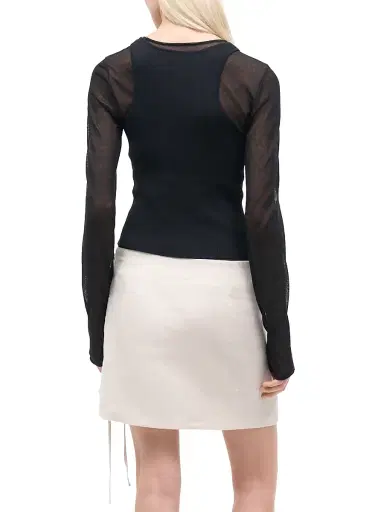 Staud Women's Taylor Mixed-Media Long-Sleeve Minidress - Black Natural - Size XL | Thumbnail 5