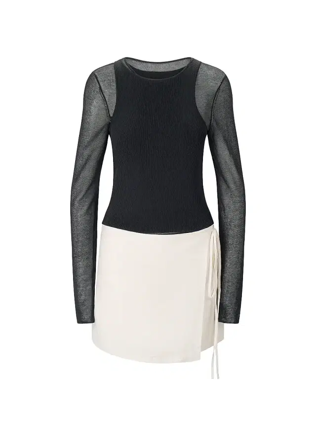 Staud Women's Taylor Mixed-Media Long-Sleeve Minidress - Black Natural