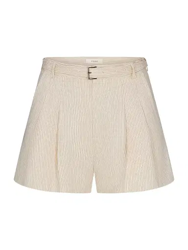 Frame Women's The Striped Soho Wide-Leg Belted Shorts - Ecru Multi - Size 12 | Thumbnail 1 Frame Women's The Striped Soho Wide-Leg Belted Shorts - Ecru Multi - Size 12 | Thumbnail 1