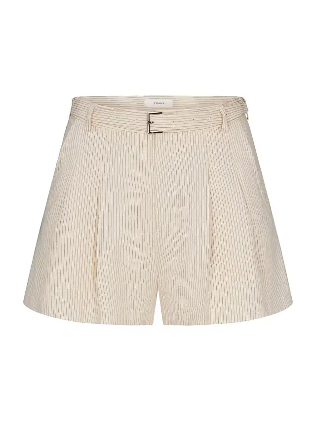 FRAME Women's The Striped Soho Wide-Leg Belted Shorts - Ecru Multi