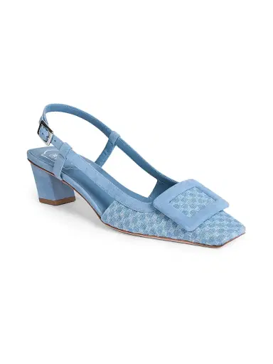 Roger Vivier Women's 45MM Denim Crochet Slingback Pumps - Denim | Thumbnail 2