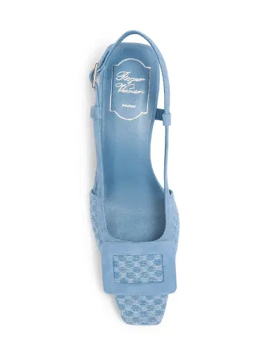Roger Vivier Women's 45MM Denim Crochet Slingback Pumps - Denim | Thumbnail 4