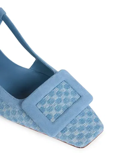 Roger Vivier Women's 45MM Denim Crochet Slingback Pumps - Denim | Thumbnail 5