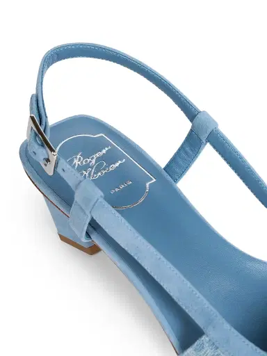 Roger Vivier Women's 45MM Denim Crochet Slingback Pumps - Denim | Thumbnail 6