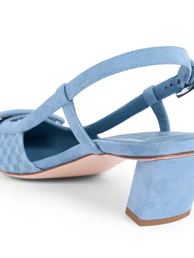 Roger Vivier Women's 45MM Denim Crochet Slingback Pumps - Denim | Thumbnail 7