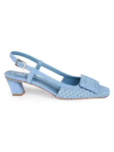 Roger Vivier Women's 45MM Denim Crochet Slingback Pumps - Denim | Thumbnail 1