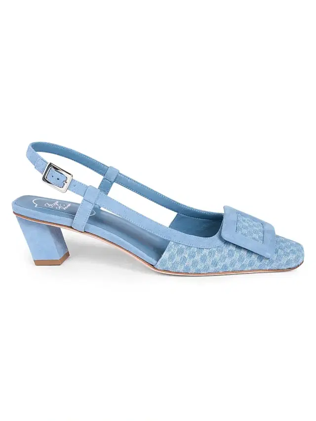 Roger Vivier Women's 45MM Denim Crochet Slingback Pumps - Denim