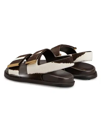 Tod's Women's Zebra-Print Calf Hair Flat Sandals - Bianco Calce - Size 10 | Thumbnail 3