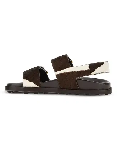 Tod's Women's Zebra-Print Calf Hair Flat Sandals - Bianco Calce - Size 10 | Thumbnail 6