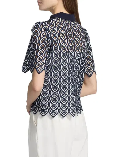 Milly Women's Addison Lace Top - Navy White | Thumbnail 5