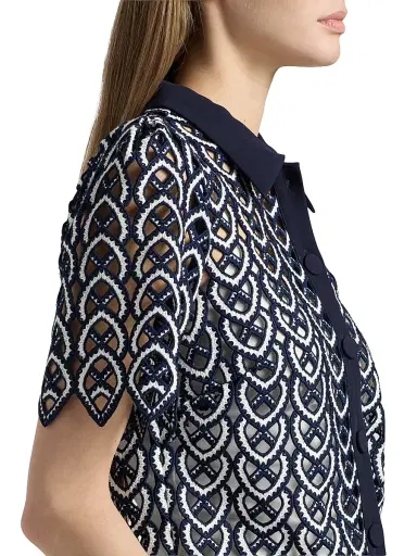 Milly Women's Addison Lace Top - Navy White | Thumbnail 6