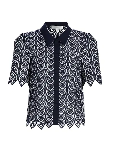 Milly Women's Addison Lace Top - Navy White | Thumbnail 1