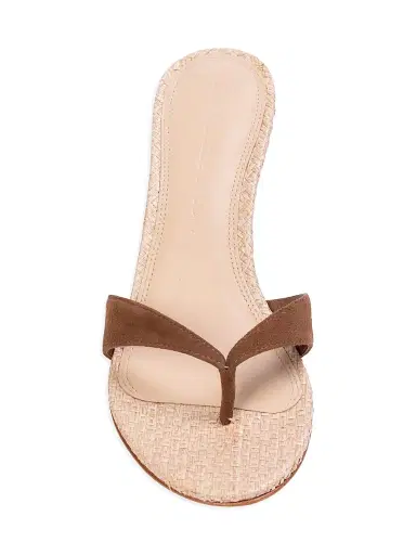 Black Suede Studio Women's Aura 70MM Raffia Mule Sandals - Raffia Bourbon Suede - Size 12 | Thumbnail 3