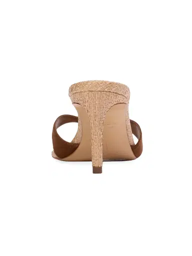 Black Suede Studio Women's Aura 70MM Raffia Mule Sandals - Raffia Bourbon Suede - Size 12 | Thumbnail 4
