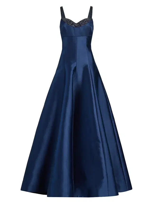 Theia Women's Alba Embellished Peekaboo Gown - Nautical Navy