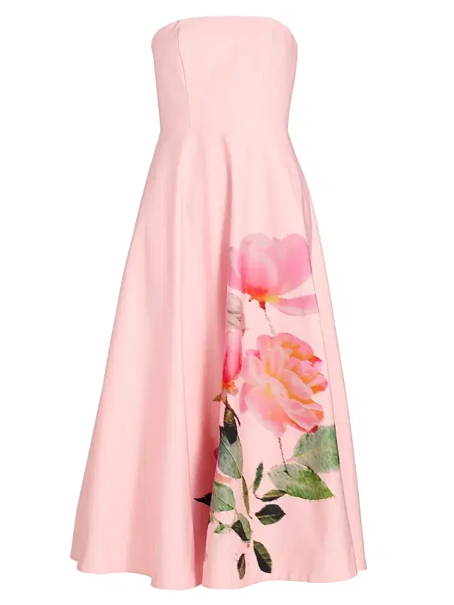 As It May Women's Flora Strapless Woven Midi-Dress - Blushing Rosettes