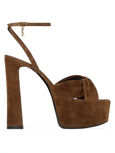 Saint Laurent Women's Franciane Platform Sandals in Suede - Dark Havana | Thumbnail 1 Saint Laurent Women's Franciane Platform Sandals in Suede - Dark Havana | Thumbnail 1